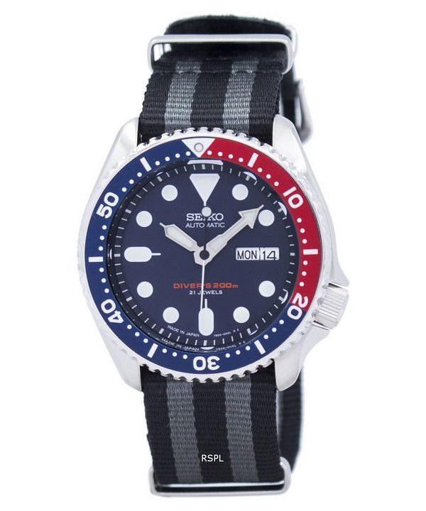 Seiko automaattinen Diver Naton hihna 200M SKX009J1 NATO1 Miesten Kello