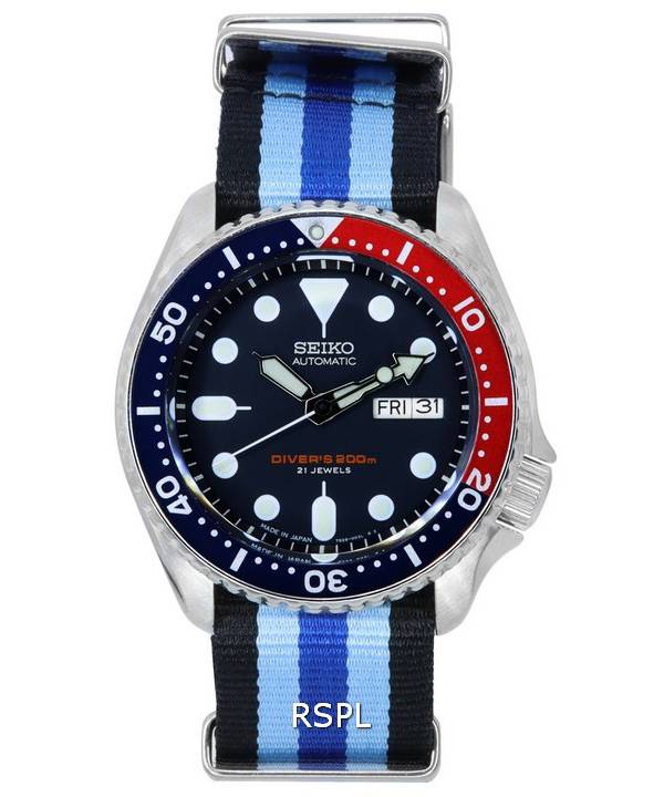 Seiko Blue Dial automaattinen sukeltaja SKX009J1-var-NATO20 200M miesten kello