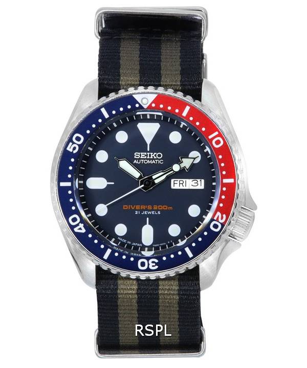 Seiko Blue Dial automaattinen sukeltaja SKX009J1-var-NATO21 200M miesten kello