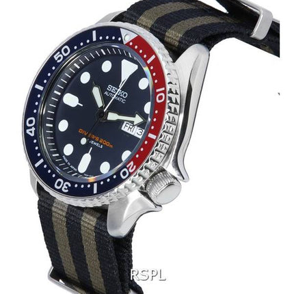 Seiko Blue Dial automaattinen sukeltaja SKX009J1-var-NATO21 200M miesten kello