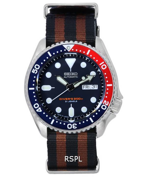 Seiko Blue Dial automaattinen sukeltaja SKX009J1-var-NATO22 200M miesten kello