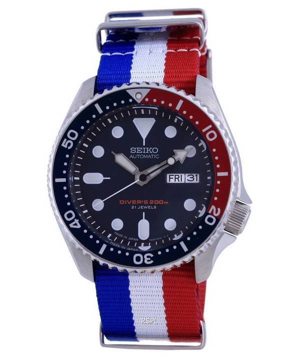 Seiko Automatic Diver's Polyester Japan Made SKX009J1-var-NATO25 200M miesten kello