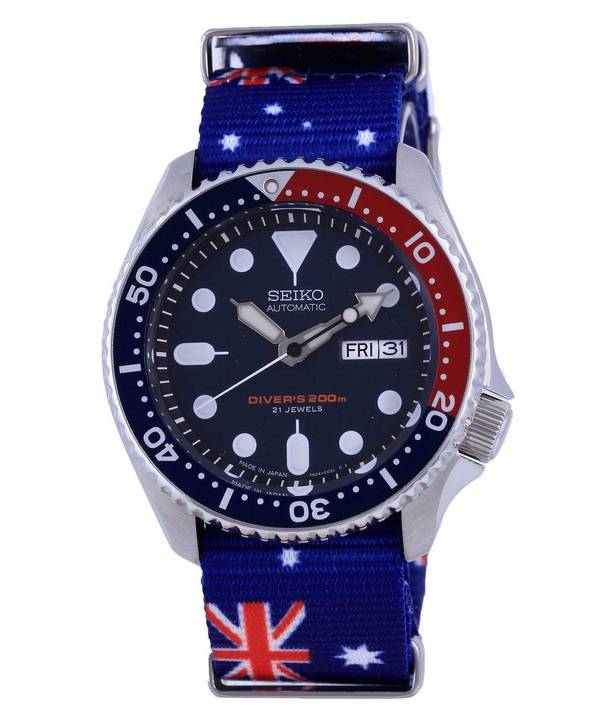 Seiko Automatic Diver's Polyester Japan Made SKX009J1-var-NATO30 200M miesten kello