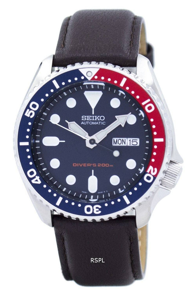 Seiko automaattinen Diver 200M suhde tumma ruskea nahka SKX009K1 LS11 Miesten Kello