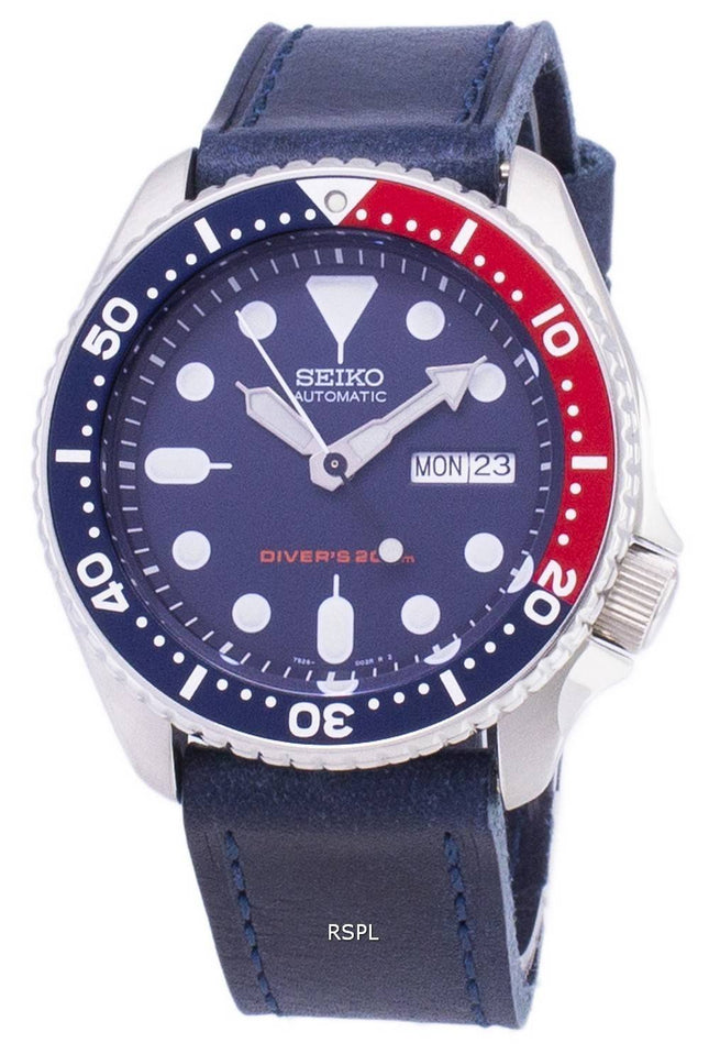 Seiko automaattinen SKX009K1 LS13 Diver 200M tummansininen nahka hihna Miesten Kello