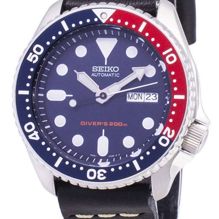 Seiko automaattinen SKX009K1 LS14 Diver 200M musta nahka hihna Miesten Kello