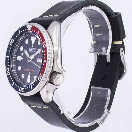 Seiko automaattinen SKX009K1 LS14 Diver 200M musta nahka hihna Miesten Kello