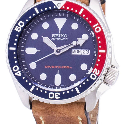 Seiko automaattinen SKX009K1 LS17 Diver 200M ruskea nahka hihna Miesten kello