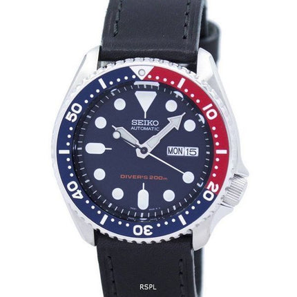 Seiko automaattinen Diver 200M suhde musta nahka SKX009K1 LS8 Miesten Kello