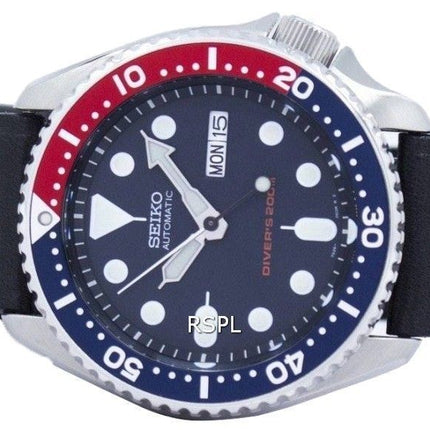 Seiko automaattinen Diver 200M suhde musta nahka SKX009K1 LS8 Miesten Kello