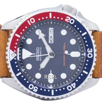 Seiko automaattinen Diver 200M suhde ruskea nahka SKX009K1 LS9 Miesten Watch