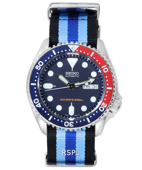 Seiko Blue Dial automaattinen sukeltaja SKX009K1-var-NATO20 200M miesten kello