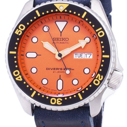 Seiko automaattinen SKX011J1 LS13 Diver 200M tummansininen nahka hihna Miesten Kello