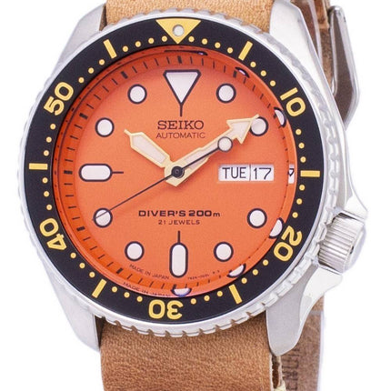 Seiko automaattinen SKX011J1 LS18 Diver 200M Japaniin teki ruskea nahka hihna Miesten Kello