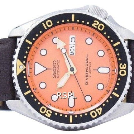 Seiko automaattinen Diver suhde tumma ruskea nahka SKX011J1 LS11 200M Miesten Kello