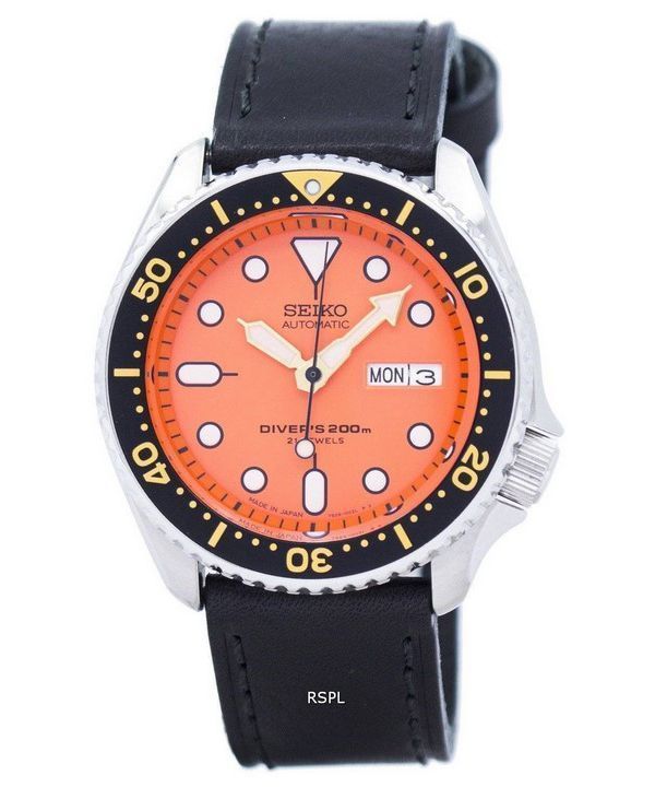 Seiko automaattinen Diver suhde musta nahka SKX011J1 LS8 200M Miesten Kello