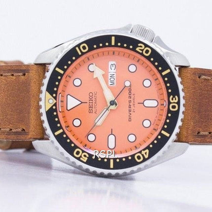 Seiko automaattinen Diver suhde ruskea nahka SKX011J1 LS9 200M Miesten Watch