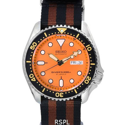 Seiko Orange Dial automaattinen sukeltaja SKX011J1-var-NATO22 200M miesten kello