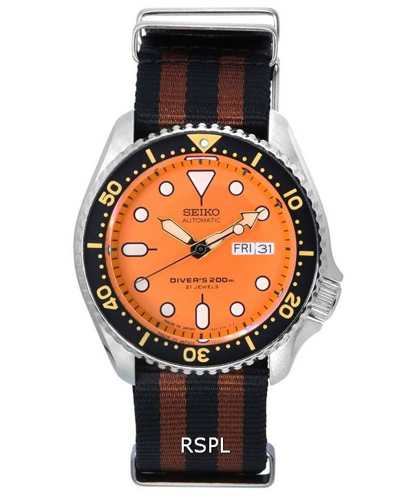 Seiko Orange Dial automaattinen sukeltaja SKX011J1-var-NATO22 200M miesten kello