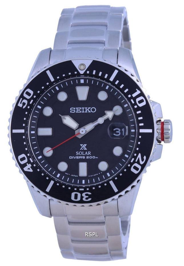 Seiko Prospex Padi musta kellotaulu ruostumatonta terästä aurinkokennon SNE551 SNE551P1 SNE551P 200M miesten kello