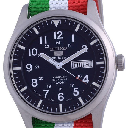 Seiko 5 urheilu automaattinen polyesteri SNZG11J1-var-NATO23 100M miesten kello