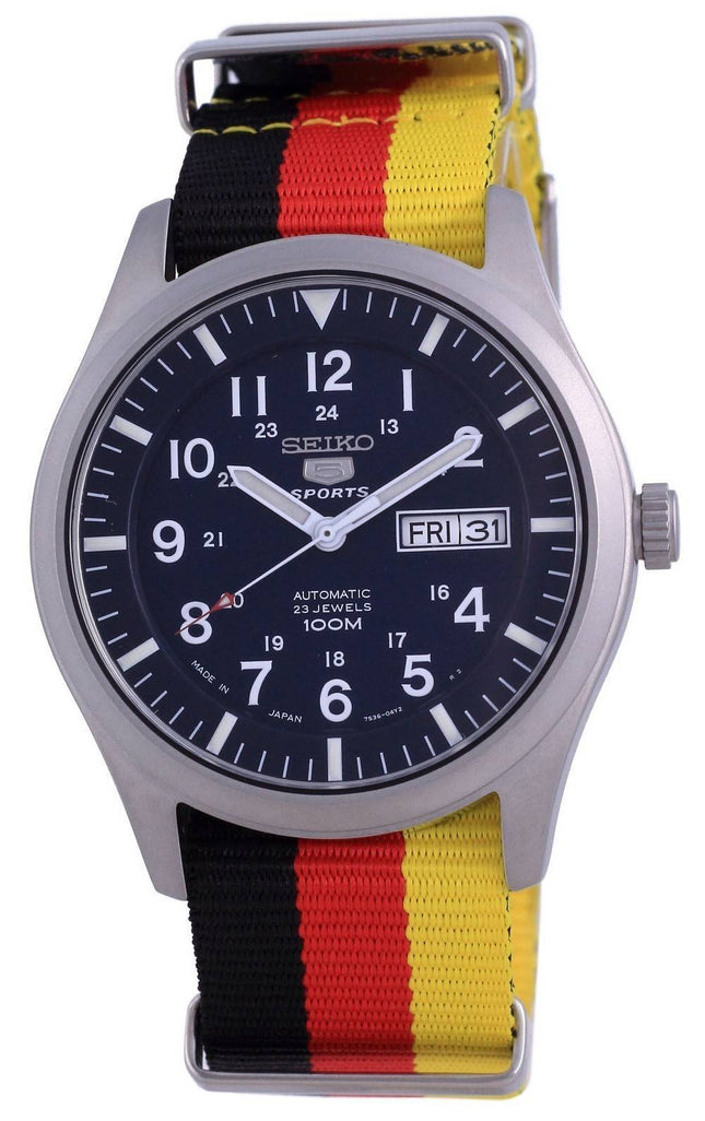 Seiko 5 urheilu automaattinen polyesteri SNZG11J1-var-NATO26 100M miesten kello