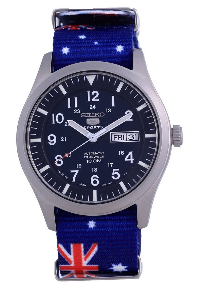 Seiko 5 urheilu automaattinen polyesteri SNZG11J1-var-NATO30 100M miesten kello