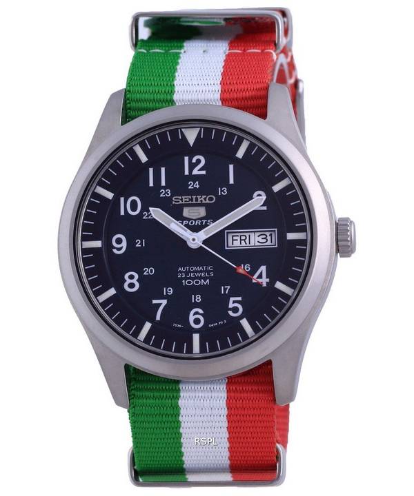 Seiko 5 urheilu automaattinen polyesteri SNZG11K1-var-NATO23 100M miesten kello