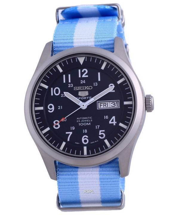 Seiko 5 urheilu automaattinen polyesteri SNZG11K1-var-NATO24 100M miesten kello