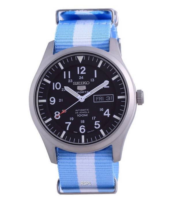 Seiko 5 urheilu automaattinen polyesteri SNZG15K1-var-NATO24 100M miesten kello