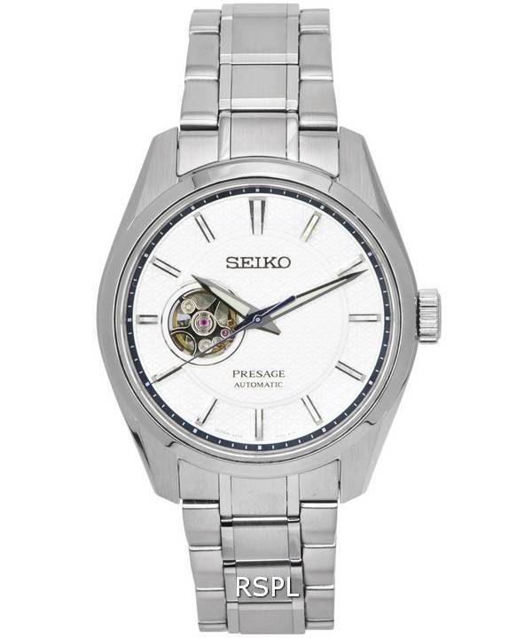 Seiko Presage teräväreunainen avoin sydän valkoinen kellotaulu automaattinen SPB309 SPB309J1 SPB309J 100M miesten kello