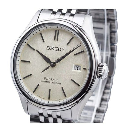 Seiko Presage Classic Shiro-iro ruostumaton teräs lämmin valkoinen kellotaulu automaattinen SPB463J1 100M miesten kello