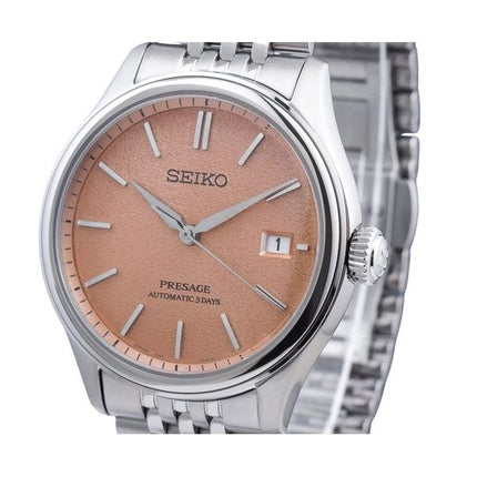 Seiko Presage Classic Araigaki ruostumattomasta teräksestä valmistettu oranssi kellotaulu automaattinen SPB467J1 100M miesten ke