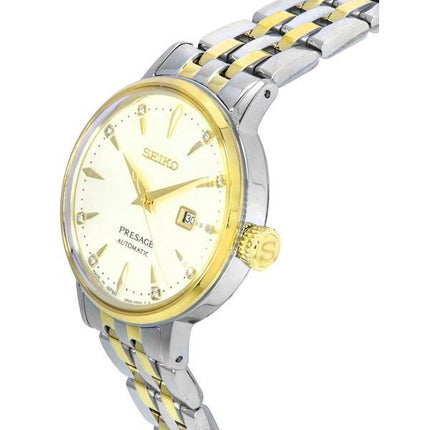 Seiko Presage Cocktail Time White Lady Diamond Accents kultainen kellotaulu automaattinen SRE010J1 naisten kello