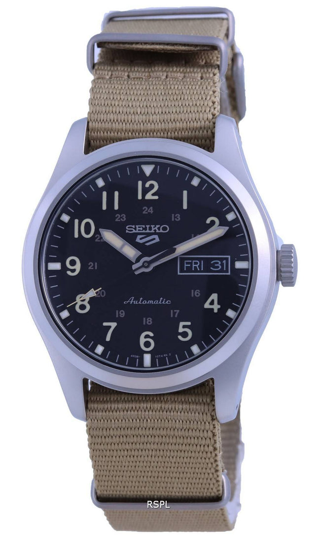 Seiko 5 urheilukenttä musta kellotaulu automaattinen SRPG35 SRPG35K1 SRPG35K 100M miesten kello