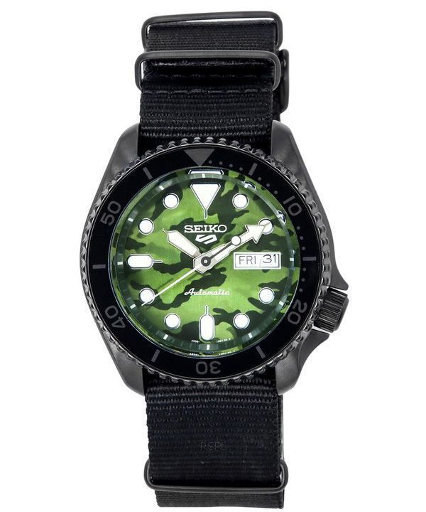 Seiko 5 Sports SKX Street Style nailonhihna naamiointikellotaulu automaattinen SRPJ37 SRPJ37K1 SRPJ37K 100M miesten kello