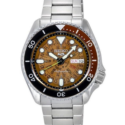 Seiko 5 Sports SKX Style ruostumaton teräs läpinäkyvä oranssi kellotaulu automaattinen SRPJ47K1 100M miesten kello