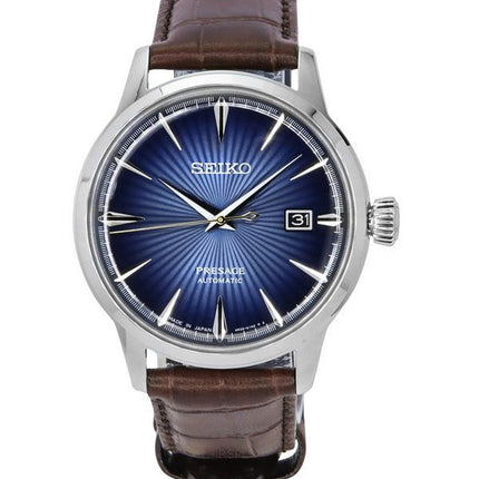 Seiko Presage Cocktail Time vasikkanahkahihna, sininen kellotaulu, automaattinen miesten kello SRPK15J1