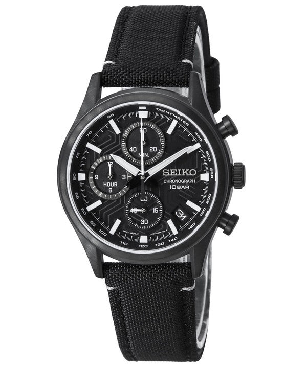 Seiko Conceptual Chronograph Nylon Ranneke musta kellotaulu kvartsi SSB421P1 100M miesten kello