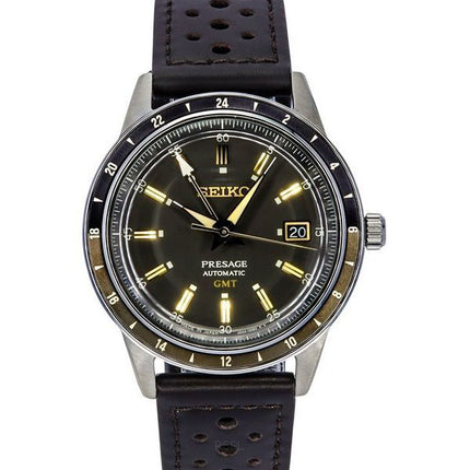 Seiko Presage Style60:n GMT Calf nahkaranneke musta kellotaulu SSK013J1 miesten kello