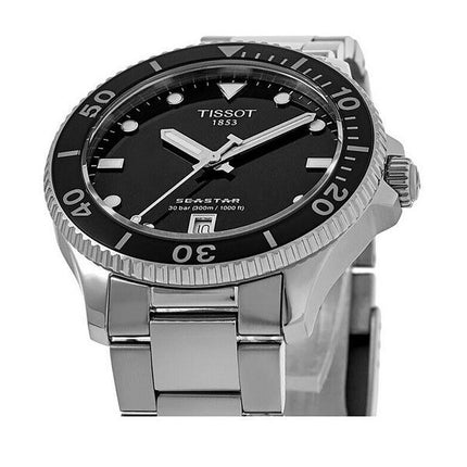 Tissot T-Sport Seastar 1000 ruostumattomasta teräksestä valmistettu musta kellotaulu kvartsisukelluksen T120.210.11.051.00 300M