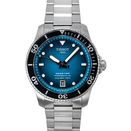 Tissot Seastar 1000 Powermatic 80 turkoosi kellotaulu automaattinen sukeltaja T120.807.11.091.00 300M miesten kello