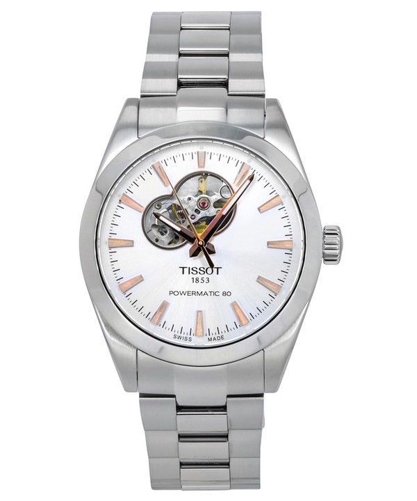 Tissot T-Classic Gentleman Powermatic 80 hopea, avoin sydänkello, automaattinen T127.407.11.031.01 100M miesten kello