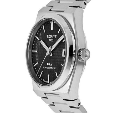 Tissot PRX T-Classic Powermatic 80 musta kellotaulu automaattinen T137.207.11.051.00 100M Unisex kello