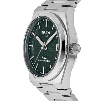 Tissot PRX T-Classic Powermatic 80 vihreä kellotaulu, automaattinen T137.207.11.091.00 100M Unisex kello