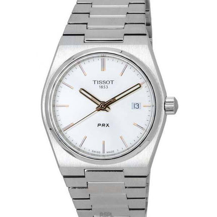 Tissot PRX T-Classic ruostumattomasta teräksestä valmistettu hopea kellotaulu kvartsi T137.210.11.031.00 T1372101103100 100M Uni