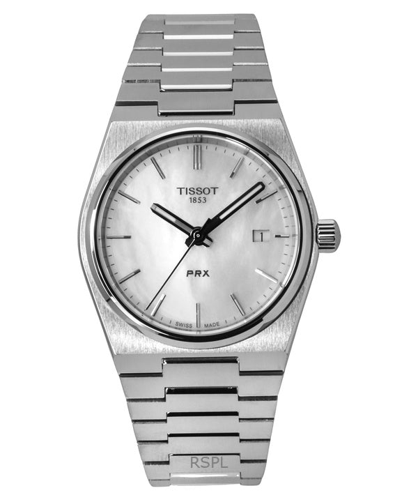 Tissot PRX Classic nykyaikainen ruostumattomasta teräksestä valmistettu valkoinen helmikellokvartsi T137.210.11.111.00 100M Unisex kello