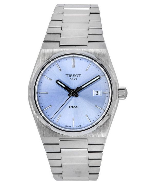 Tissot T-Classic PRX ruostumaton teräs vaaleansininen kellotaulu kvartsi T137.210.11.351.00 100M unisex kello