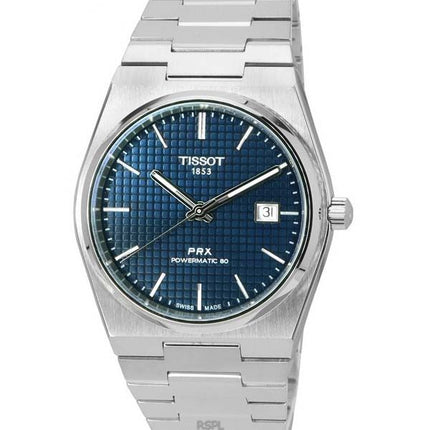 Tissot PRX T-Classic Powermatic 80 ruostumattomasta teräksestä valmistettu sininen kellotaulu, automaattinen T137.407.11.041.00