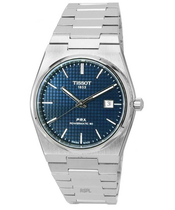 Tissot PRX T-Classic Powermatic 80 ruostumattomasta teräksestä valmistettu sininen kellotaulu, automaattinen T137.407.11.041.00